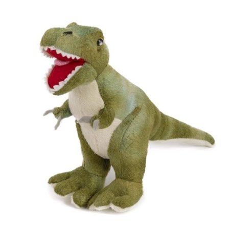 15 cm-es élethű zöld plüss T-rex dínó