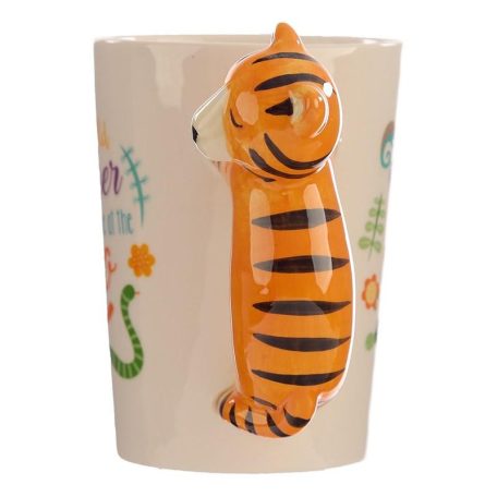 Tigris fogantyús kerámia bögre