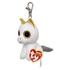 8 cm-es csillogó szemű egyszarvú plüss kulcstartó